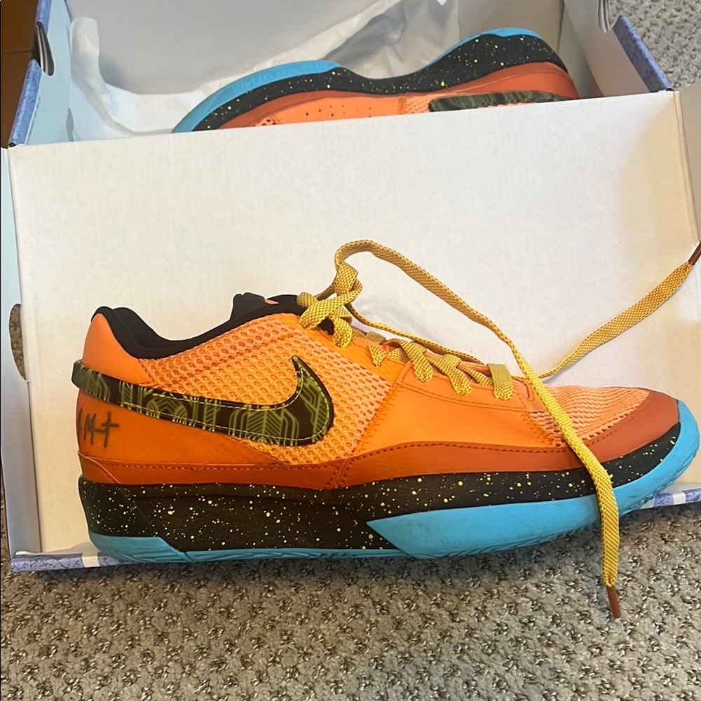 Nike Ja Morant Orange and Blue Athletic Sneakers Sz 6.5Y